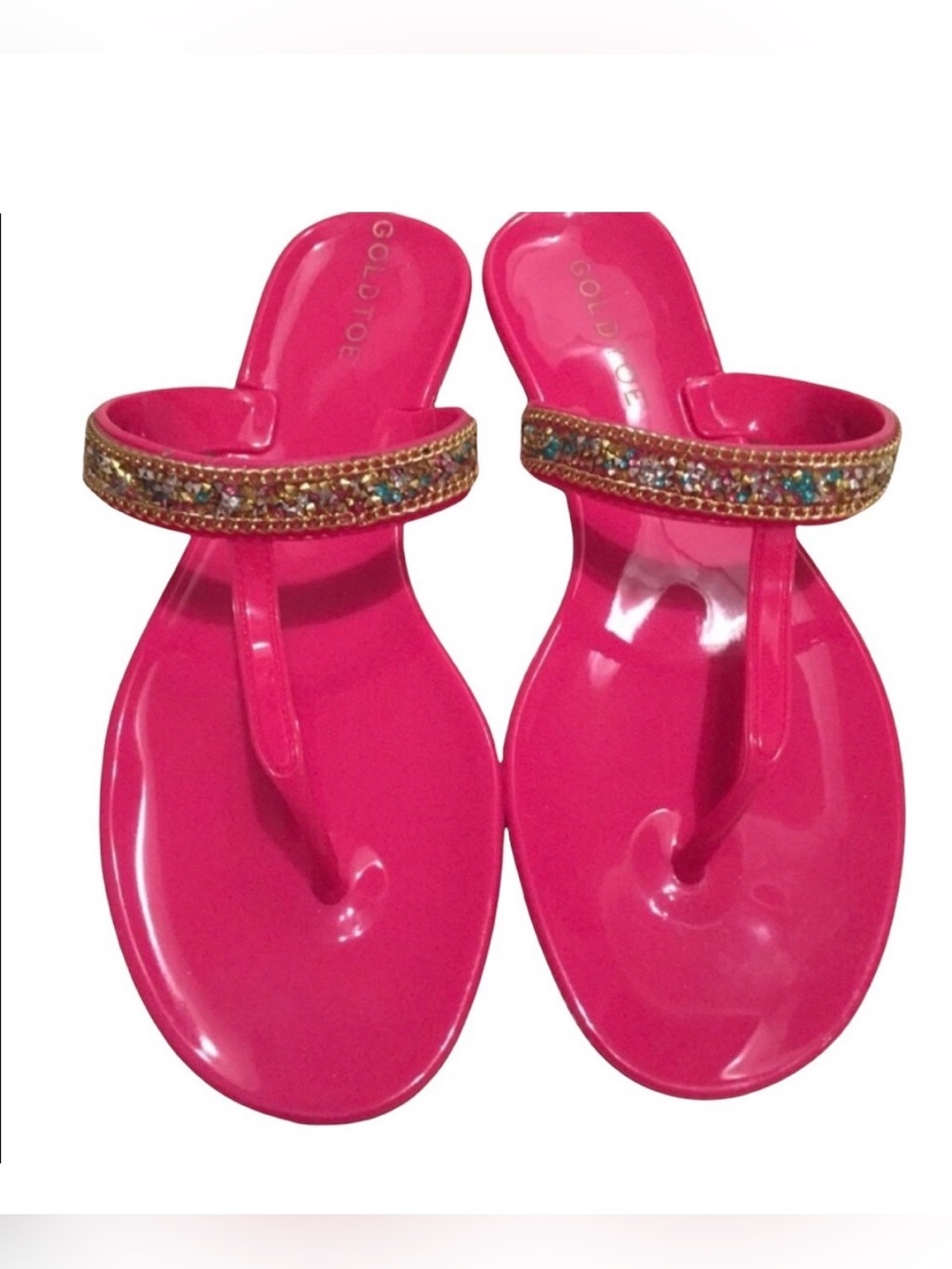 Barbie Pink Gem Sandals Shoes Thongs Bright Pink in size 8 Vacation & Beach